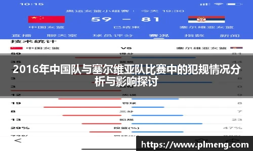 2016年中国队与塞尔维亚队比赛中的犯规情况分析与影响探讨